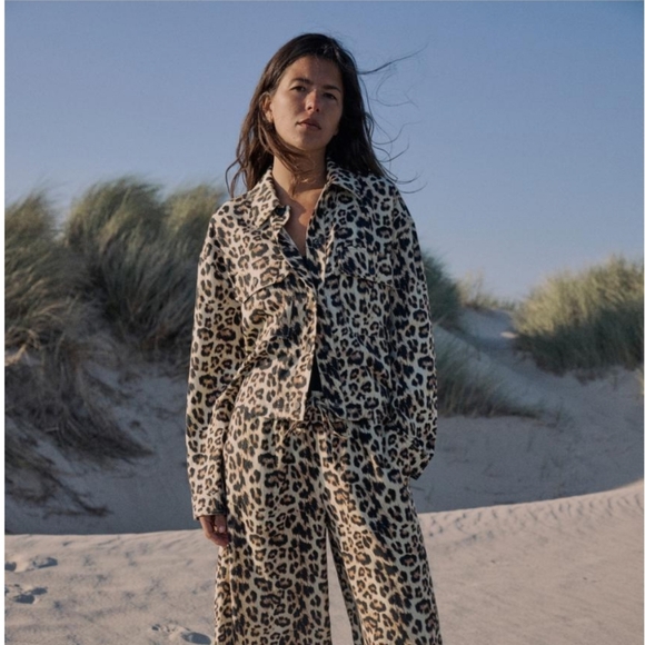 ZARA ANIMAL PRINT LINEN BLEND OVERSHIRT SIZE S - Picture 1 of 7